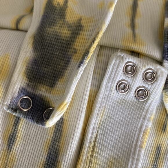 AGOLDE Bodysuit Womens Sz Large Yellow Tie Dye Boho Supima Cotton Boho Festival - Picture 7 of 9